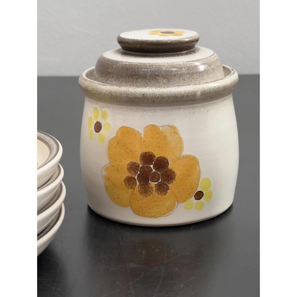 Vintage DENBY Ceramic Floral 70s Retro Sugar Bowl